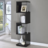 Baxter 4 - shelf Bookcase Black and Chrome | Coaster - 801419 - Home Elegance USA - 2