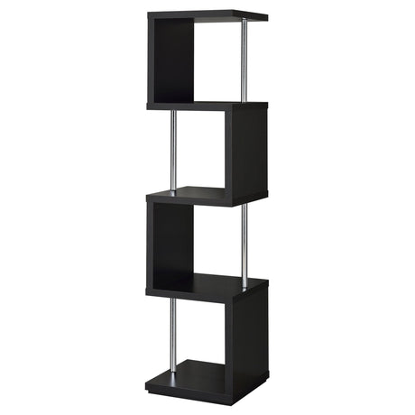 Baxter 4 - shelf Bookcase Black and Chrome | Coaster - 801419 - Home Elegance USA - 1