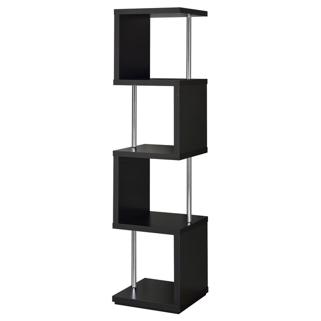 Baxter 4 - shelf Bookcase Black and Chrome | Coaster - 801419 - Home Elegance USA - 1