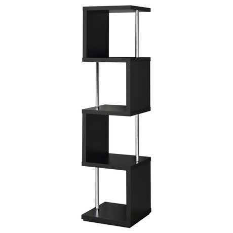 Bookcase - Baxter 4-shelf Bookcase Black and Chrome