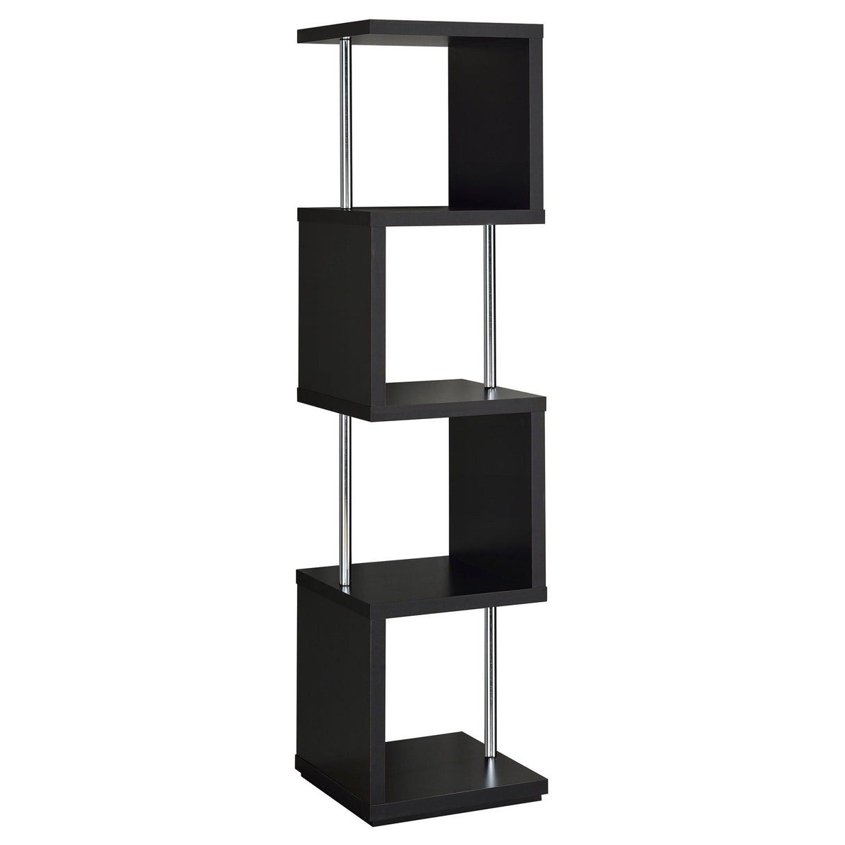 Baxter 4 - shelf Bookcase Black and Chrome | Coaster - 801419 - Home Elegance USA - 4