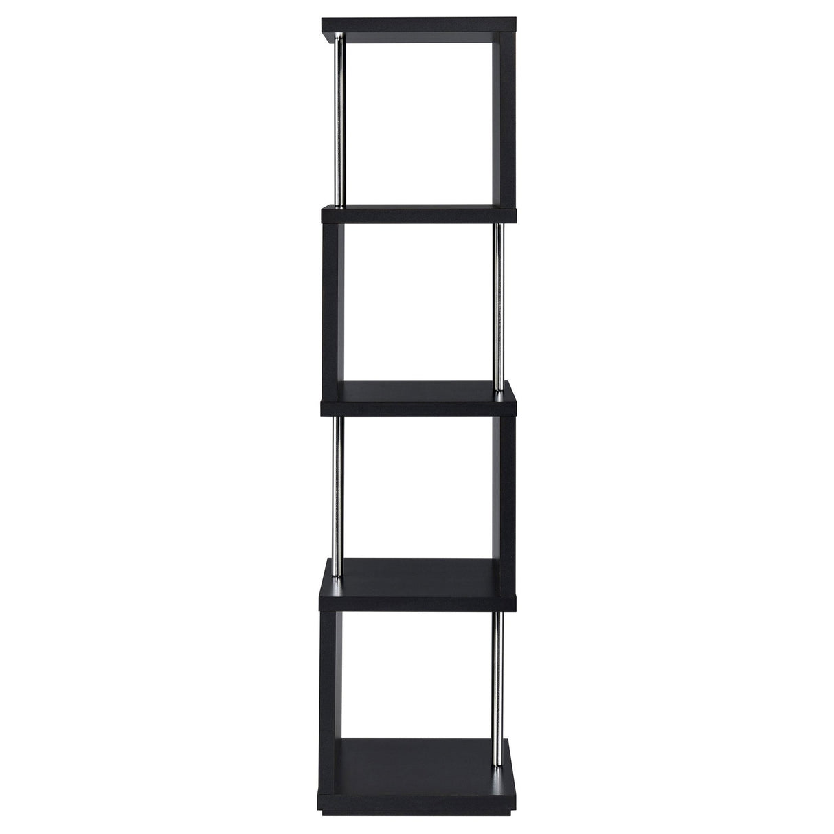 Baxter 4 - shelf Bookcase Black and Chrome | Coaster - 801419 - Home Elegance USA - 5