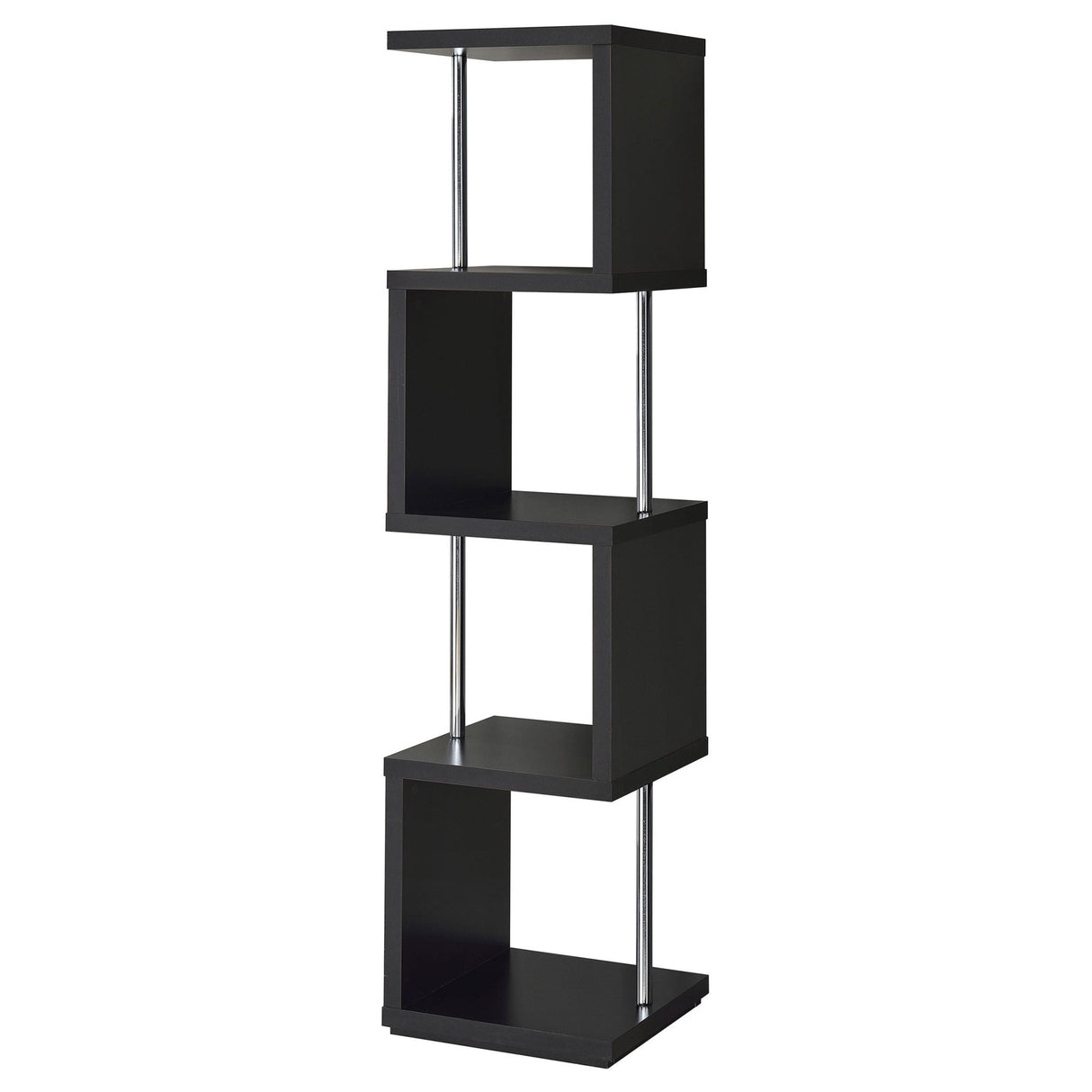 Baxter 4 - shelf Bookcase Black and Chrome | Coaster - 801419 - Home Elegance USA - 6