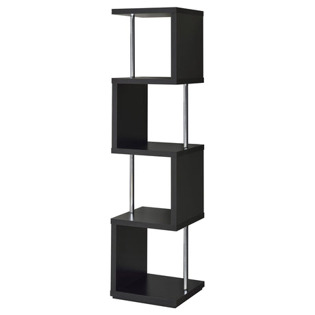 Bookcase - Baxter 4-shelf Bookcase Black and Chrome