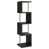 Baxter 4 - shelf Bookcase Black and Chrome | Coaster - 801419 - Home Elegance USA - 8