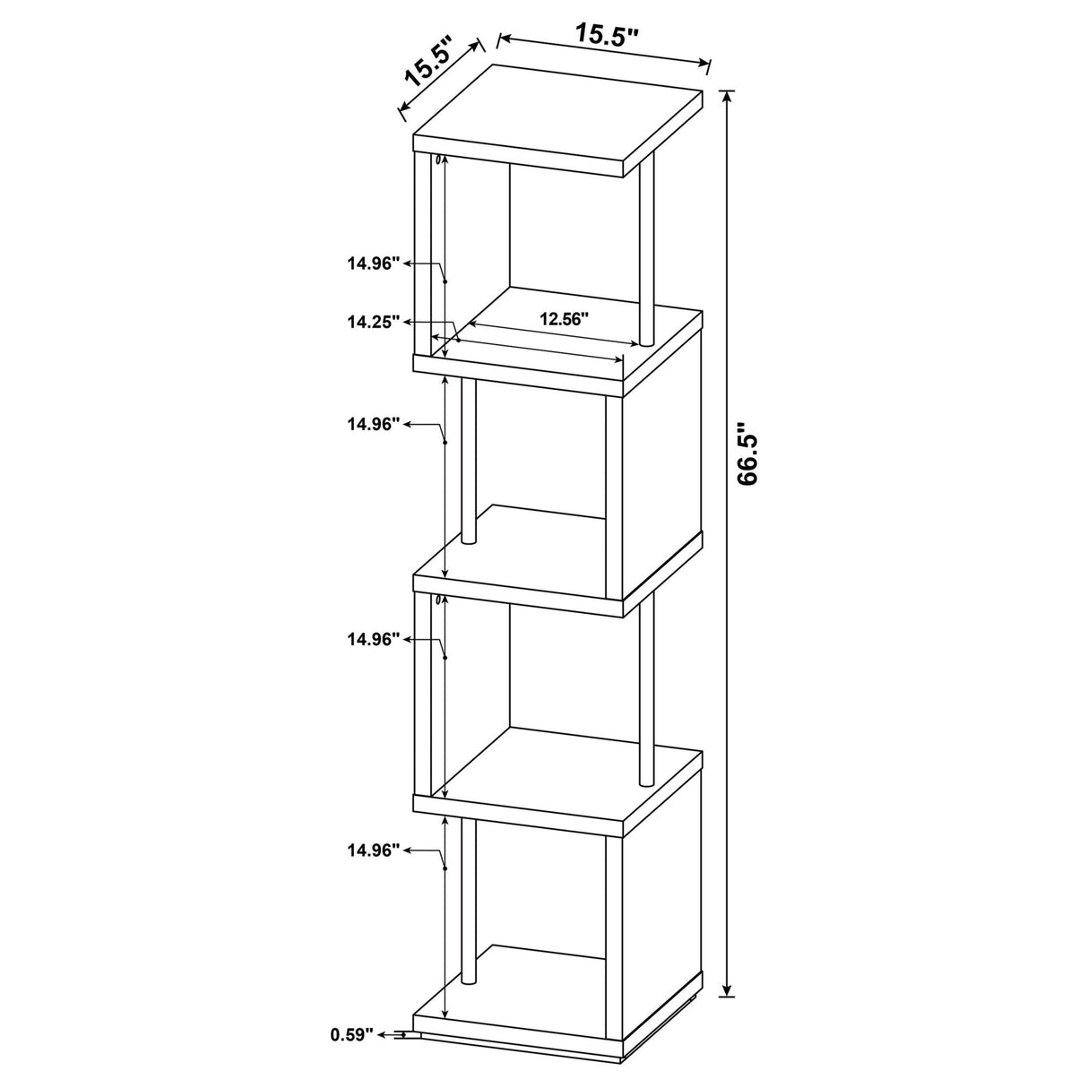 Baxter 4 - shelf Bookcase Black and Chrome | Coaster - 801419 - Home Elegance USA - 11