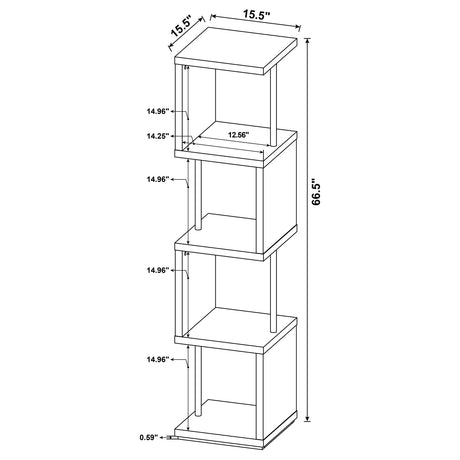 Bookcase - Baxter 4-shelf Bookcase Black and Chrome