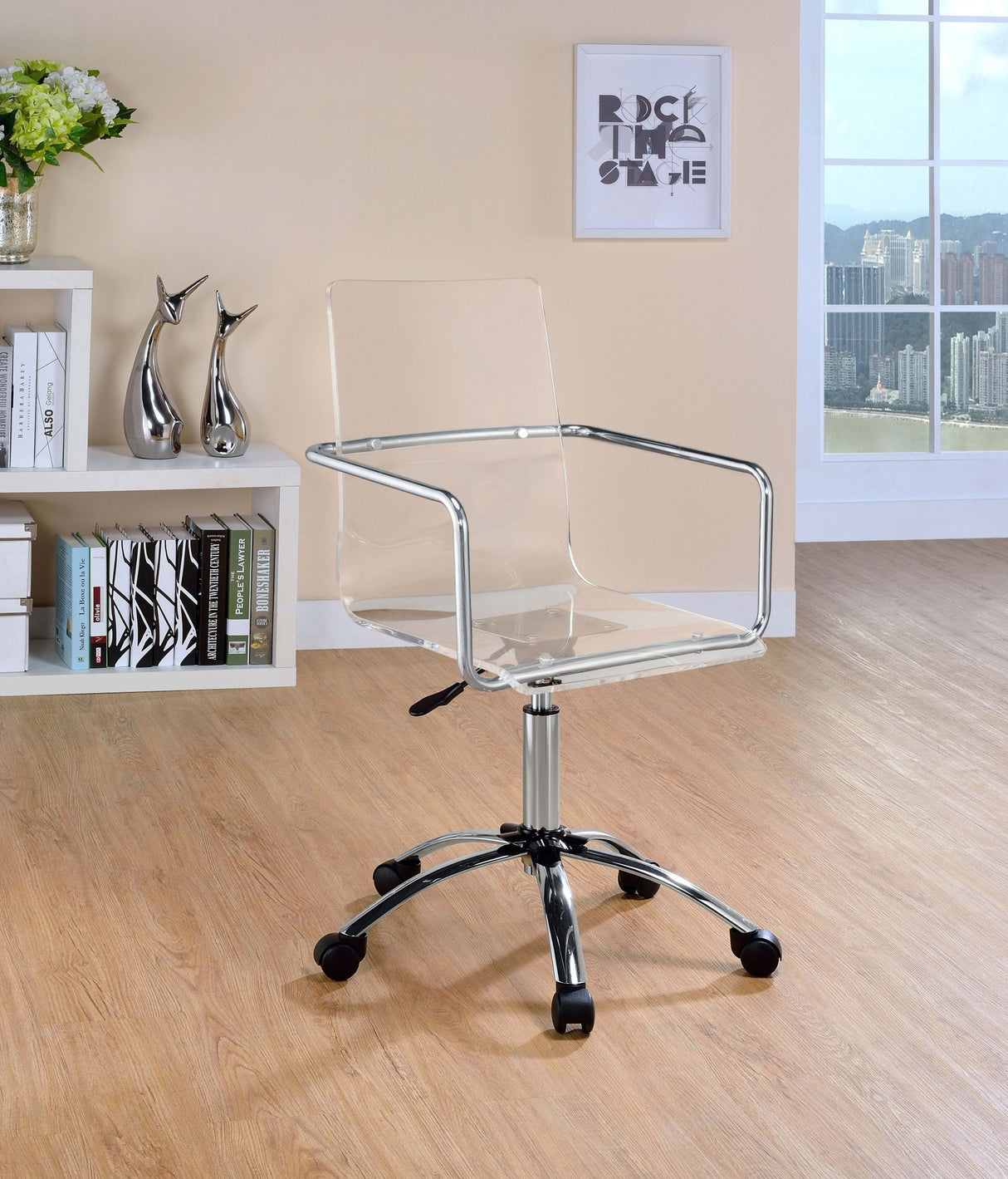 Amaturo Office Chair with Casters Clear and Chrome | Coaster | Home Elegance USA