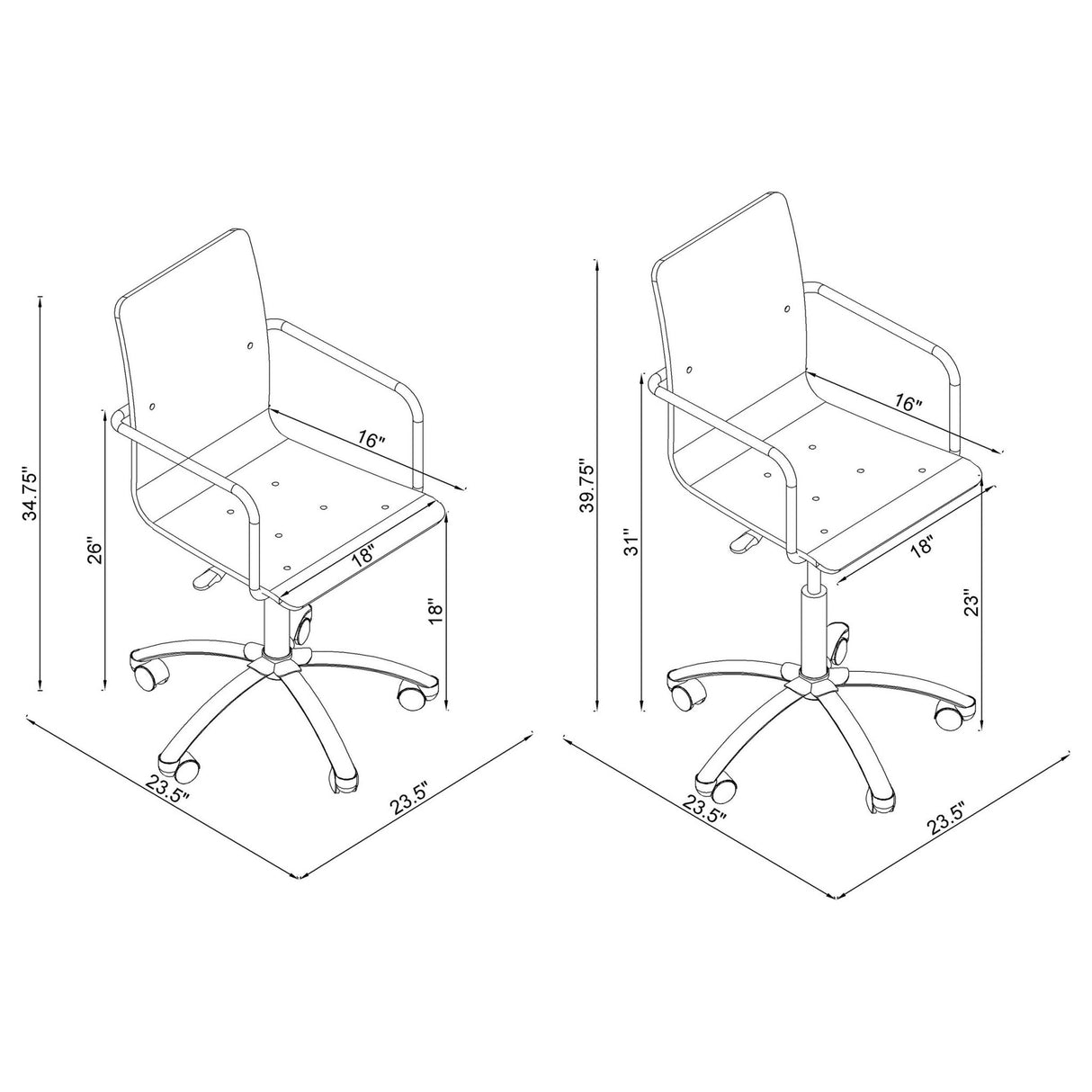 Amaturo Office Chair with Casters Clear and Chrome | Coaster | Home Elegance USA