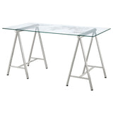 Writing Desk - Patton World Map Writing Desk Nickel and Printed Clear