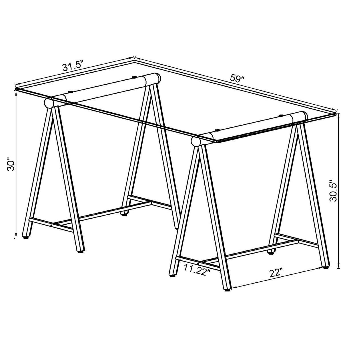 Writing Desk - Patton World Map Writing Desk Nickel and Printed Clear