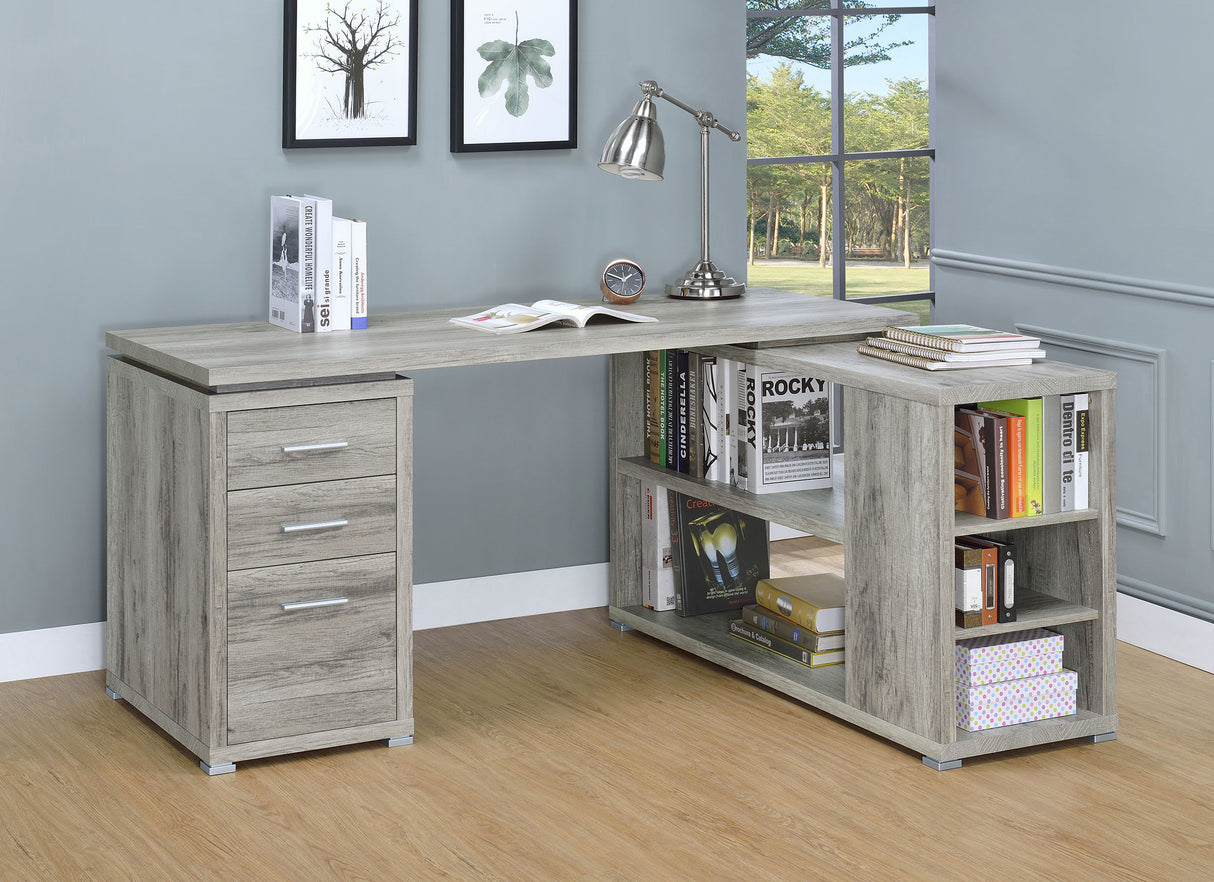 L-Shape Desk - Yvette L-shape Office Desk Grey Driftwood