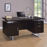 Computer Desk - Lawtey Rectangular Storage Office Desk Cappuccino