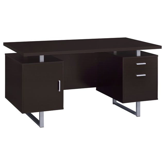 Computer Desk - Lawtey Rectangular Storage Office Desk Cappuccino