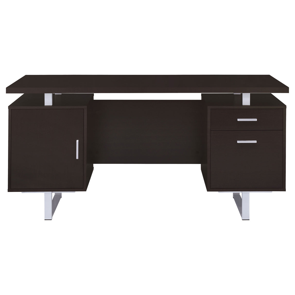 Computer Desk - Lawtey Rectangular Storage Office Desk Cappuccino