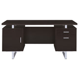 Computer Desk - Lawtey Rectangular Storage Office Desk Cappuccino