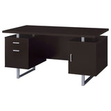 Computer Desk - Lawtey Rectangular Storage Office Desk Cappuccino