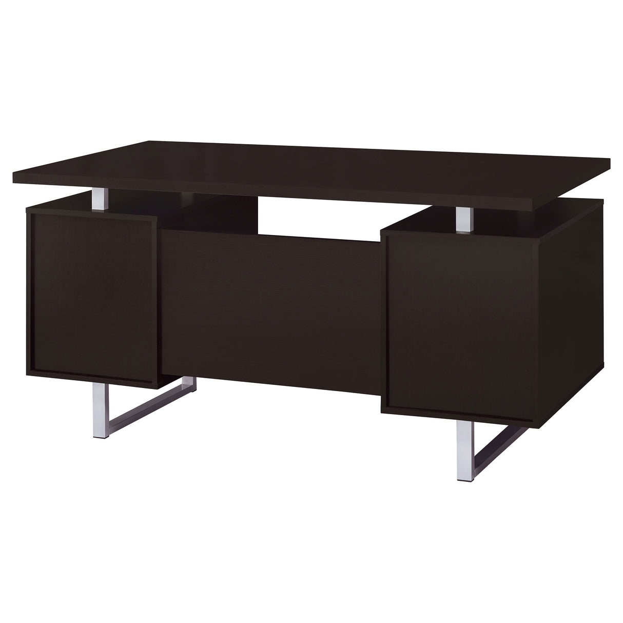 Computer Desk - Lawtey Rectangular Storage Office Desk Cappuccino