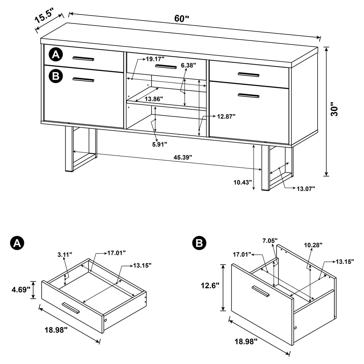 Credenza - Lawtey 5 - drawer Credenza with Adjustable Shelf Cappuccino | Coaster - 801522 - Home Elegance USA - 12