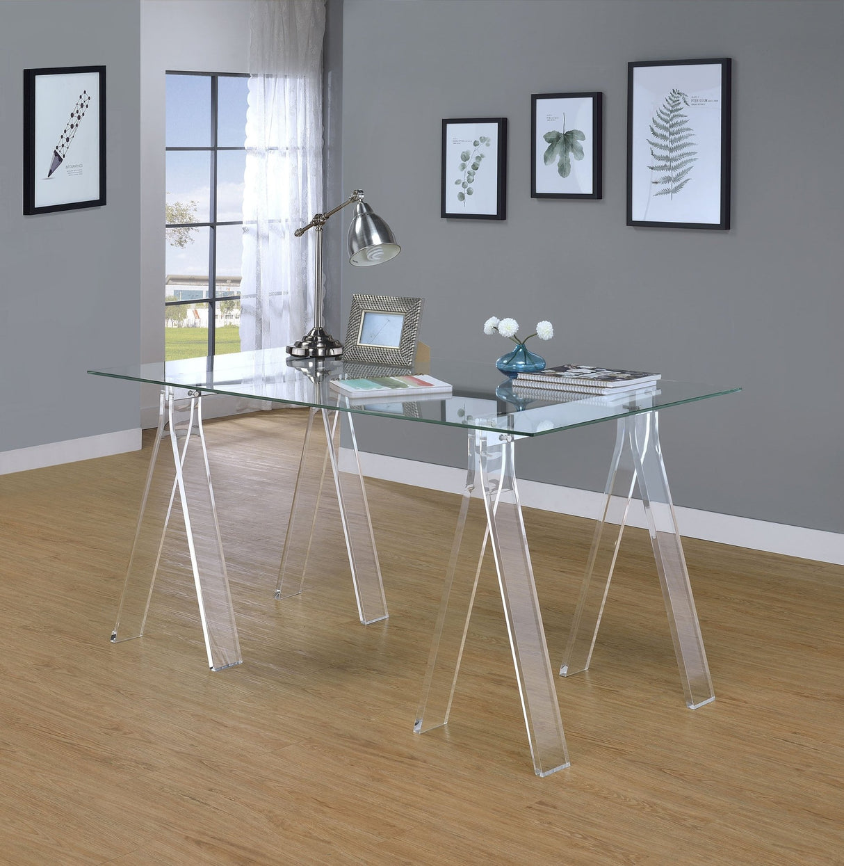 Amaturo Writing Desk with Glass Top Clear | Coaster | Home Elegance USA