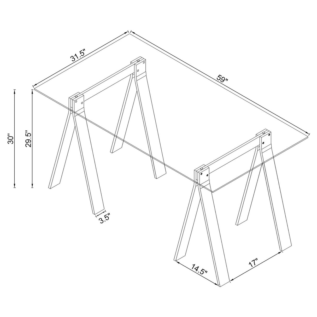 Amaturo Writing Desk with Glass Top Clear | Coaster | Home Elegance USA