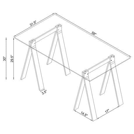 Amaturo Writing Desk with Glass Top Clear | Coaster | Home Elegance USA