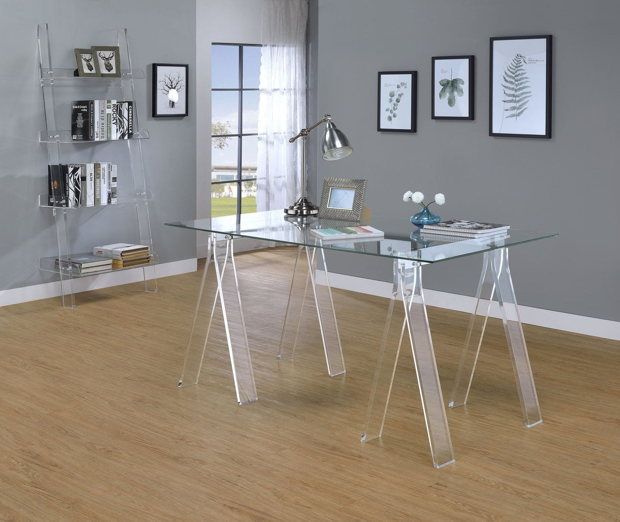 Amaturo Writing Desk with Glass Top Clear | Coaster | Home Elegance USA