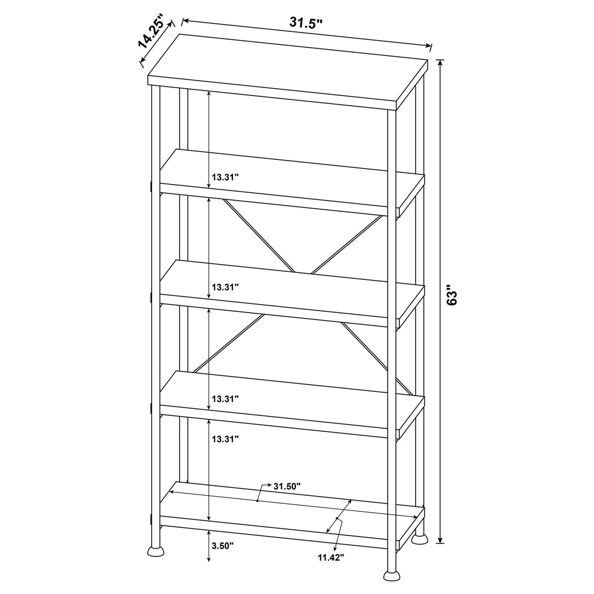 Analiese 4 - shelf Bookcase Antique Nutmeg | Coaster - 801542 - Home Elegance USA - 11