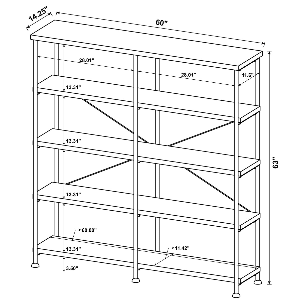 Bookcase - Analiese 4-shelf Open Bookcase Grey Driftwood