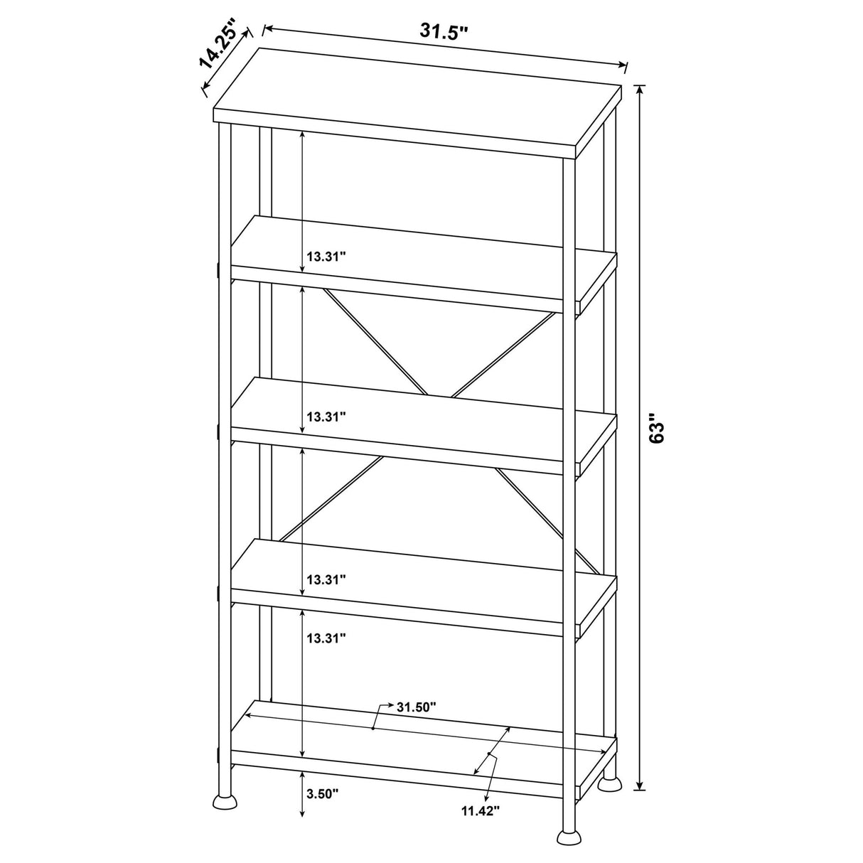 Analiese 4 - shelf Bookcase Grey Driftwood | Coaster - 801546 - Home Elegance USA - 9