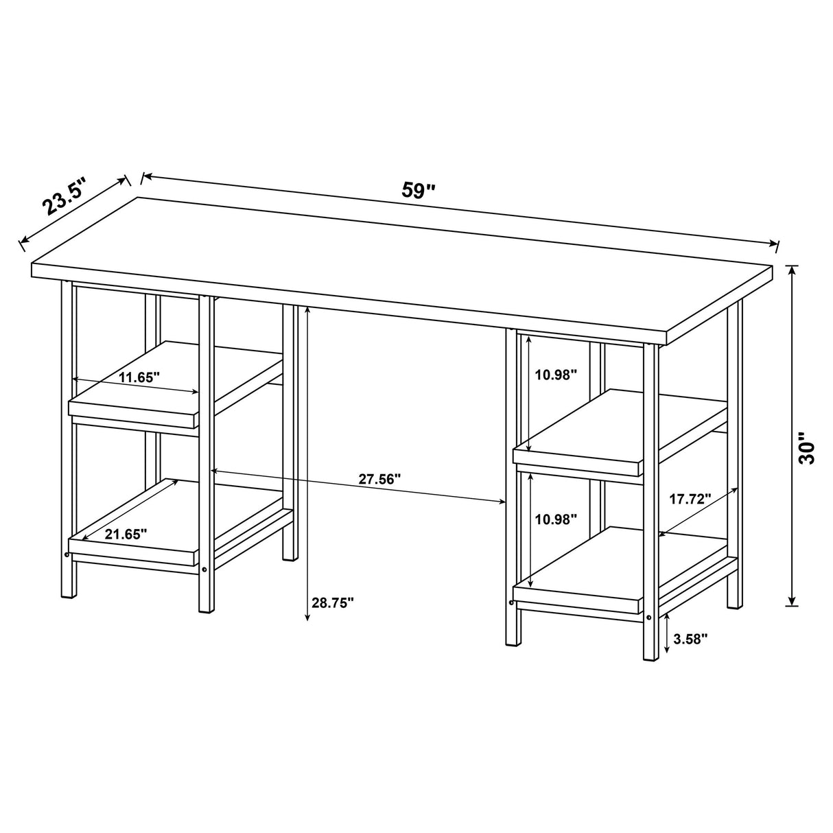 Writing Desk - Kemper 4-shelf Writing Desk Salvaged Cabin