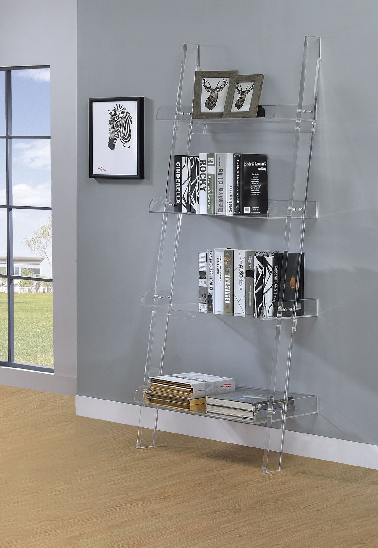 Amaturo 4 - shelf Ladder Bookcase Clear | Coaster - 801553 - Home Elegance USA - 9