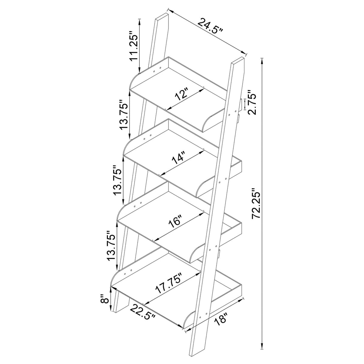 Amaturo 4 - shelf Ladder Bookcase Clear | Coaster | Home Elegance USA