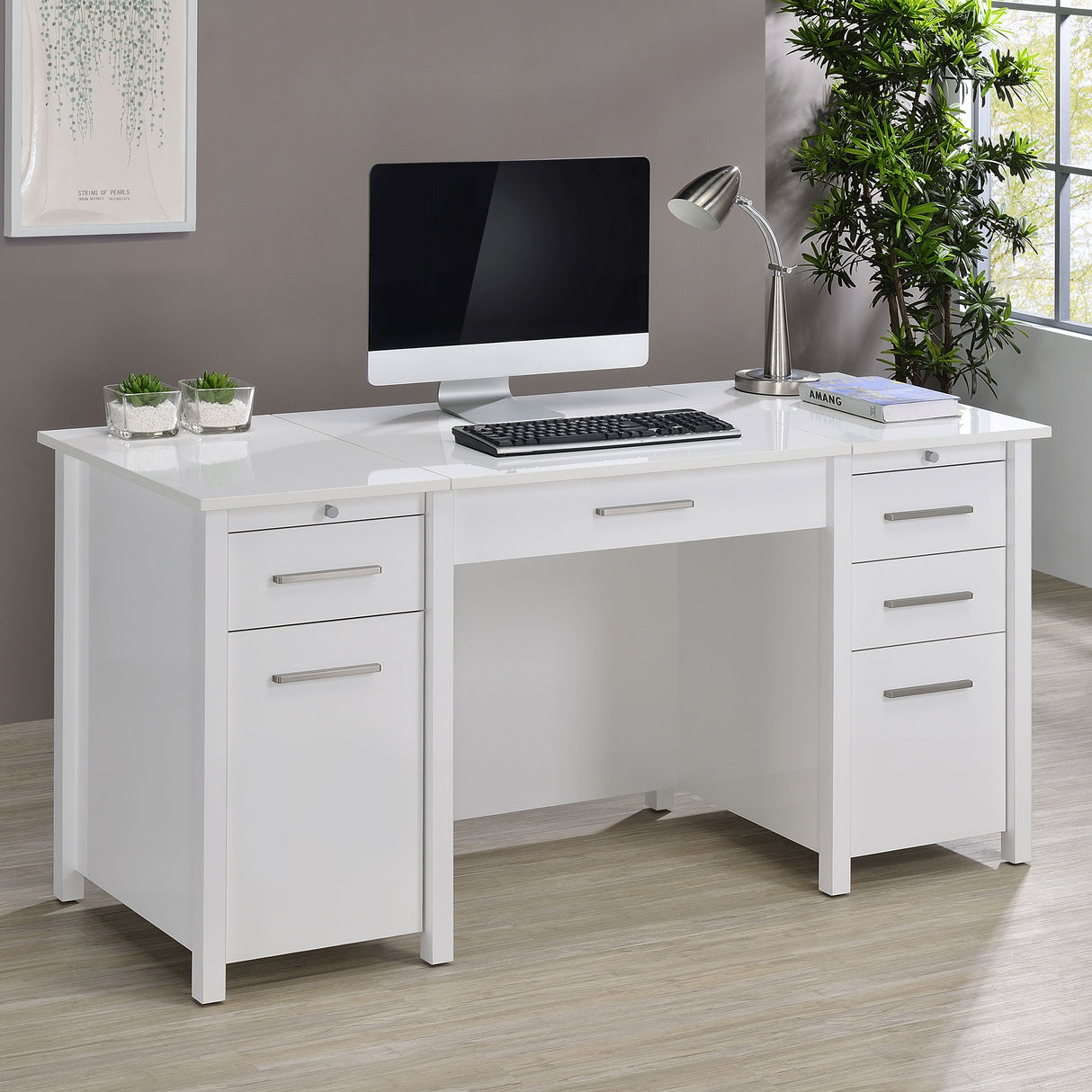 Lift Top Computer Desk - Dylan 4-drawer Lift Top Office Desk