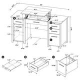 Lift Top Computer Desk - Dylan 4-drawer Lift Top Office Desk