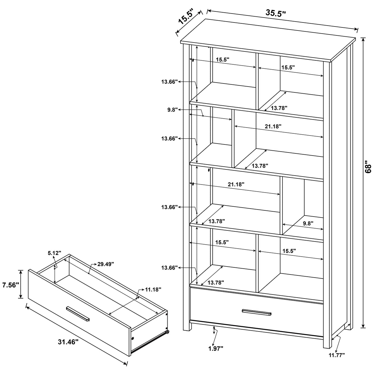 Bookcase - Dylan Rectangular 8-shelf Bookcase