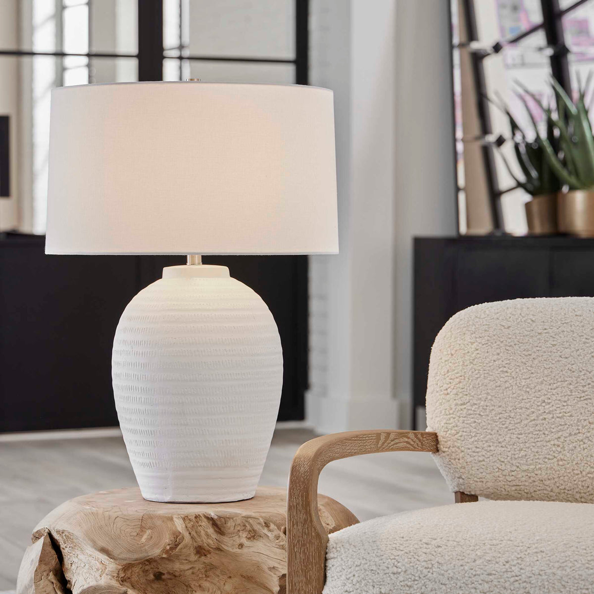 Reyna Chalk Table Lamp - White by Uttermost - View 2