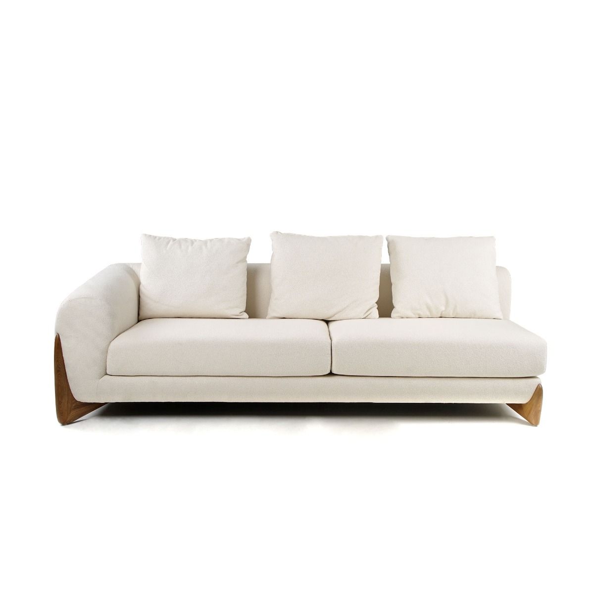 Modrest Fleury - Contemporary Cream Fabric and Walnut RAF Sectional Sofa - Home Elegance USA