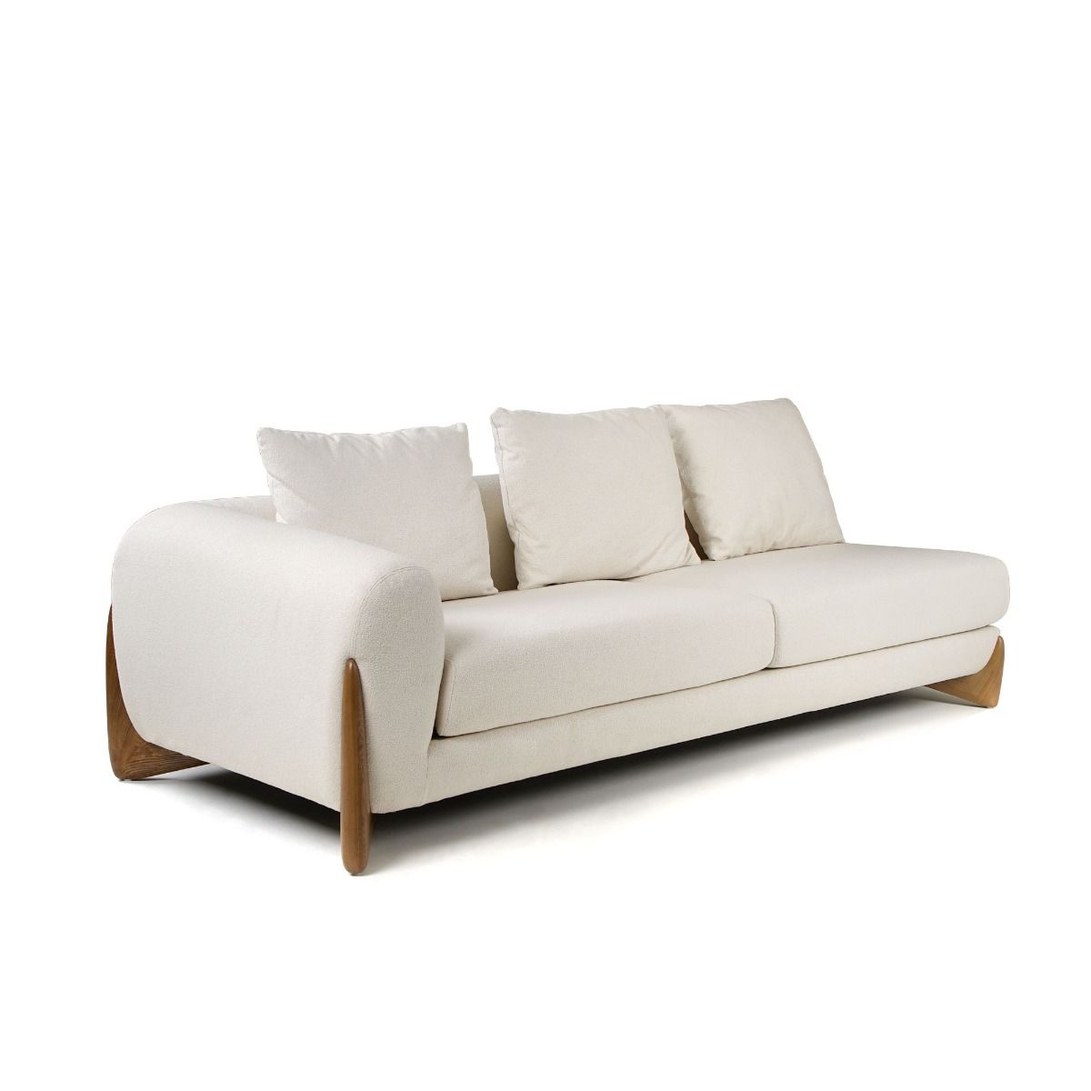 Modrest Fleury - Contemporary Cream Fabric and Walnut RAF Sectional Sofa - Home Elegance USA