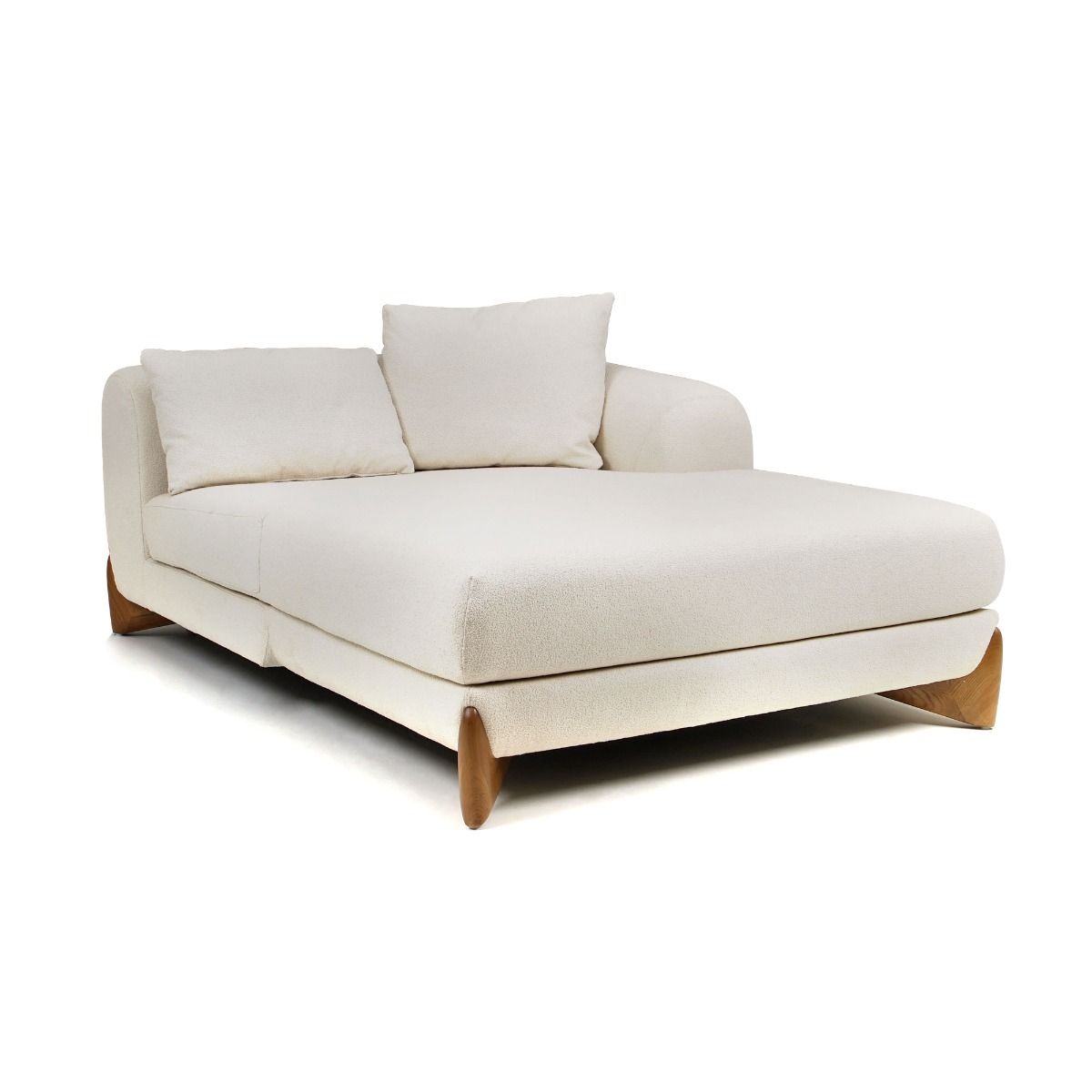 Modrest Fleury - Contemporary Cream Fabric and Walnut RAF Sectional Sofa - Home Elegance USA
