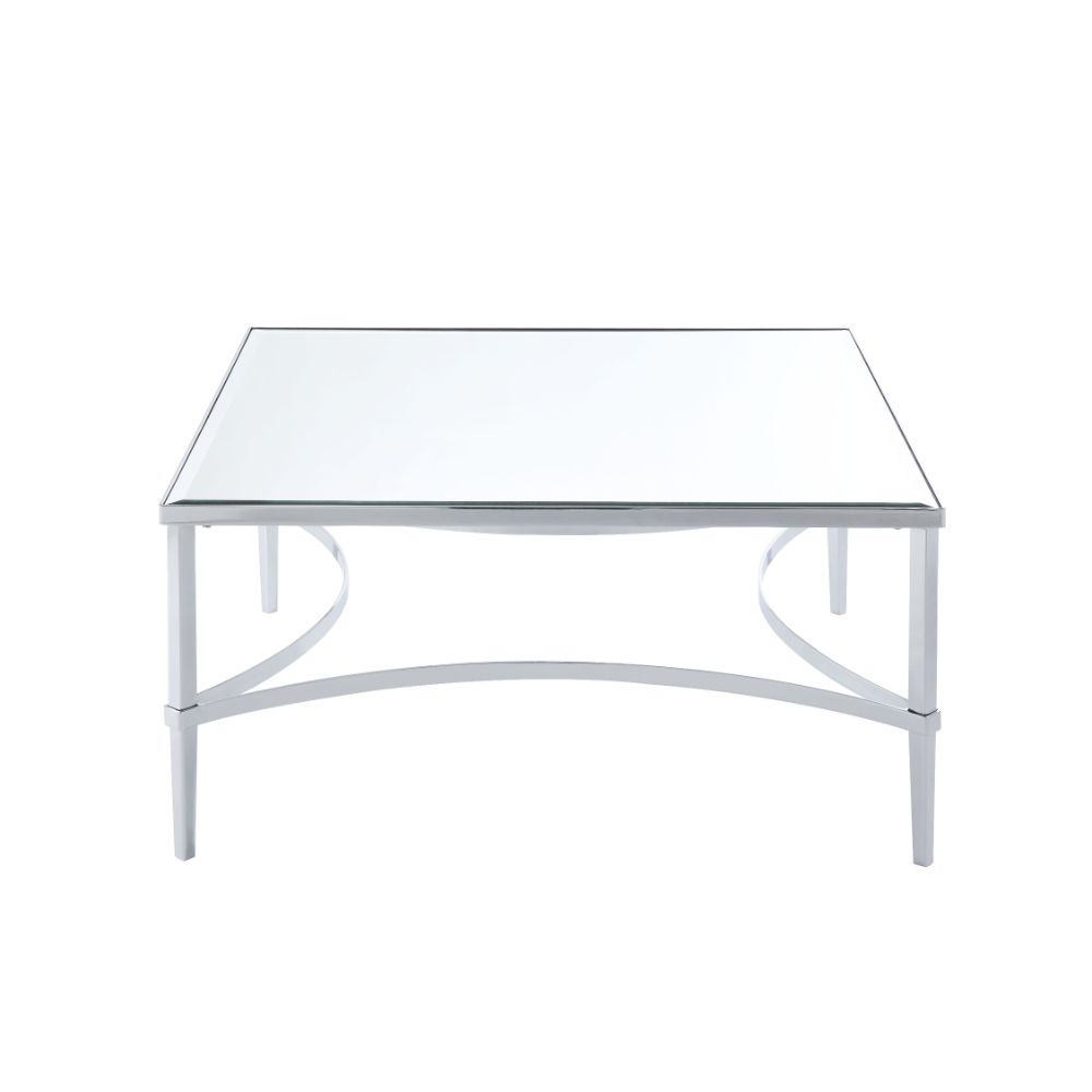 Acme - Petunia Coffee Table 80190 Mirrored & Chrome Finish