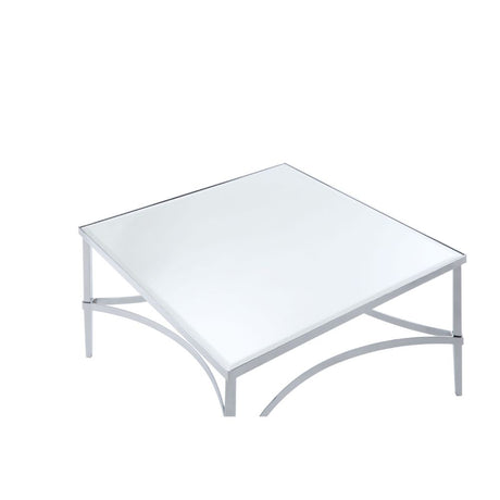 Acme - Petunia Coffee Table 80190 Mirrored & Chrome Finish