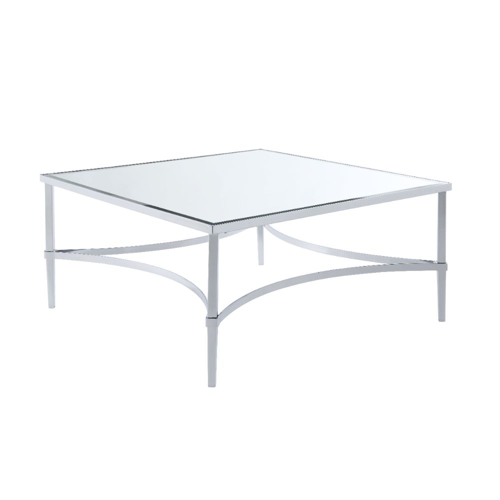 Acme - Petunia Coffee Table 80190 Mirrored & Chrome Finish