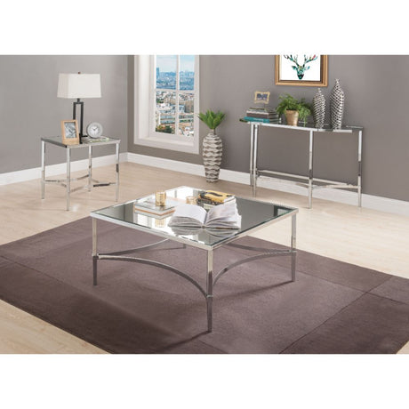 Acme - Petunia Coffee Table 80190 Mirrored & Chrome Finish