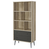 Bookcase - Maeve 3-shelf Engineered Wood Bookcase with Drawers Antique Pine and Grey