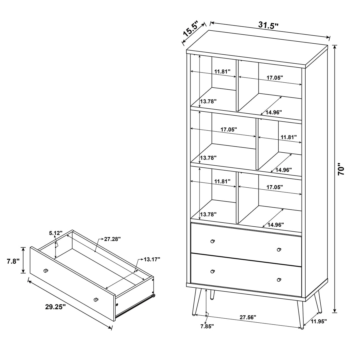 Bookcase - Maeve 3-shelf Engineered Wood Bookcase with Drawers Antique Pine and Grey