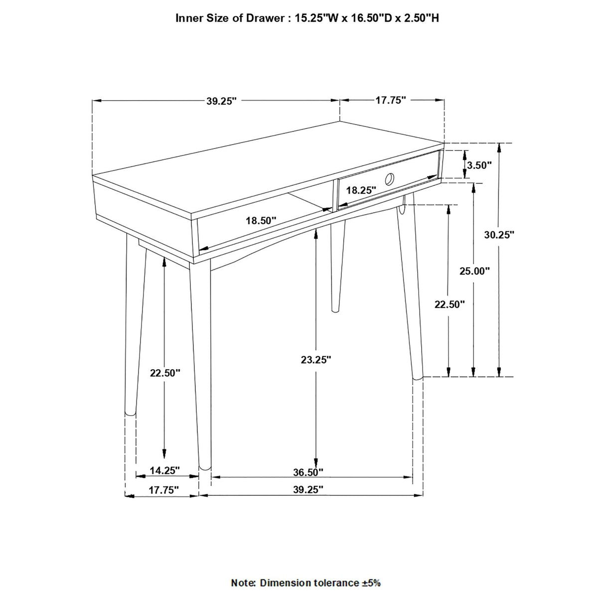 Bradenton 1 - drawer Writing Desk White and Walnut | Coaster - 801931 - Home Elegance USA - 7