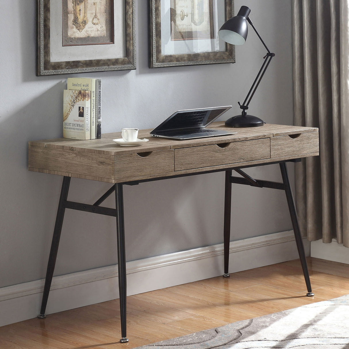 Writing Desk - Rafael 1-drawer Writing Desk Rustic Driftwood