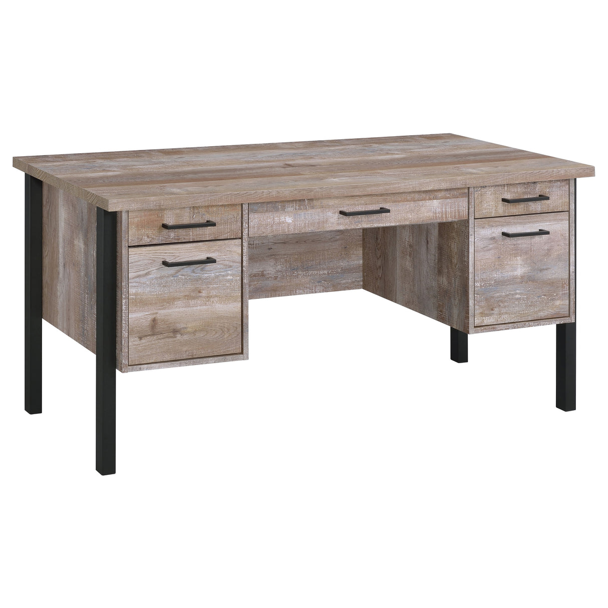 Computer Desk - Samson 4-drawer Office Desk Weathered Oak