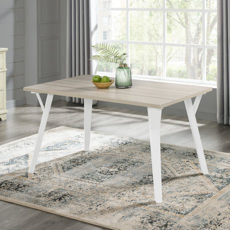 Alwynn White and Natural Wood 7-piece Dining Set, Dining Table with 6 Stylish Windsor Chairs - sold by Home Elegance USA